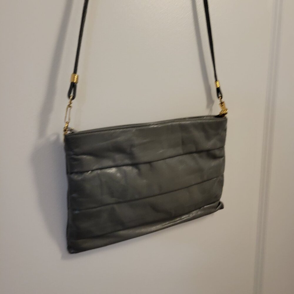 Vintage Leather Mimo Sacs Purse with Folded Layers - Grey - Picture 2 of 14